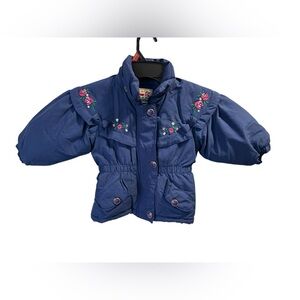 Vintage Casual Time Fashion for Today’s Kids 2T Embroidered Puffer Jacket Navy